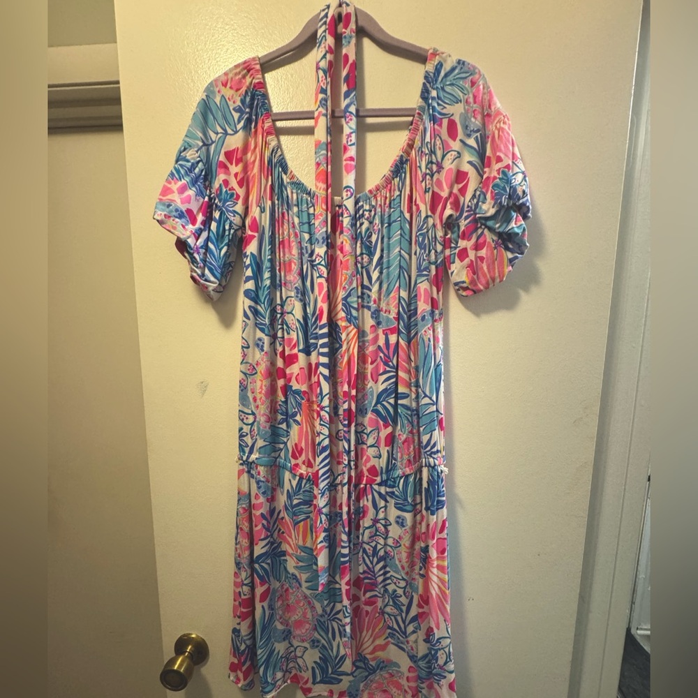 Lilly Pulitzer Tropical Pink and Blue Skirted Romper